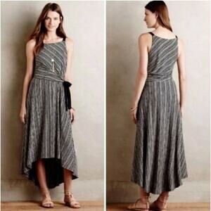 Anthropologie Maeve Salsola Stripe Maxi Midi Dress Hi High Low XS Extra Small